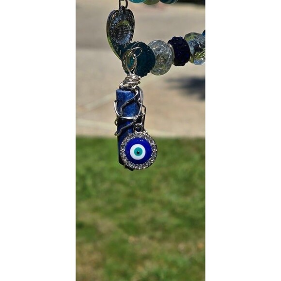 Evil Eye Beaded Charm Lapis Lazuli Spiral Sun Catcher - Picture 3 of 3